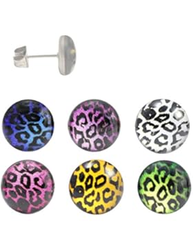 Ohrstecker mit Leopardenmuster Ohrringe Leopard Chirurgenstahl Größe 6 mm