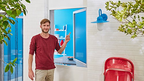 tesa Insect Stop COMFORT Fliegengitter für Fenster / Insektenschutz mit selbstklebendem Klettband in Weiß / 130 cm x 150 cm - 6