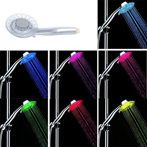 LED Light 7 Color Shower Head Sprinkler Handheld with 2 Adjustable Mode Rainfall Showers Heads Set