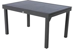 HESPERIDE HES-139779 Piazza - Mesa Extensible (Aluminio, 6/10 plazas, Grafito, Metal, Gris, Ancho