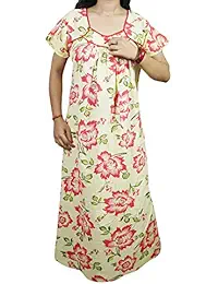 Indiatrendzs Women's Nighty Cotton Floral Sleepwear Free Size
