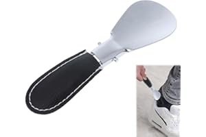 CZNBZIU Calzante Piccolo Mini Corto Portatile Calzascarpe, Uso da Viaggio Pieghevole in Metallo Shoe Horn, con Rivestimento in Pelle PU, Strumento Ausiliario per Indossare Le Scarpe