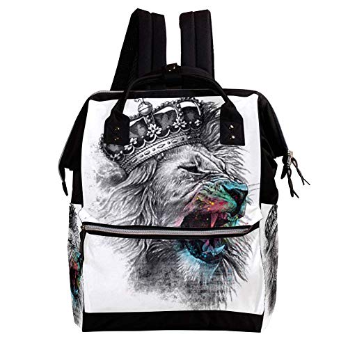 Preisvergleich Produktbild König der Löwen Wickelrucksack Wickeltasche große Kapazität der Mehrfachtasche für Mutterschaftsbabywindeländerung Mama Multifunktionsreiserucksack27x19.8x36...