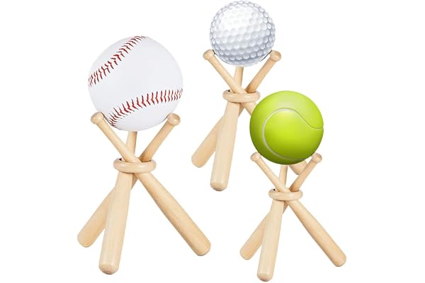 JeogYong Support de Baseball en Bois, 3 Ensemble Support de Base-Ball Présentoir Petit, Mini Support de Batte de Daseball pour Enfants, Collection de Joueurs, Cadeaux de Vacances et d'anniversaire