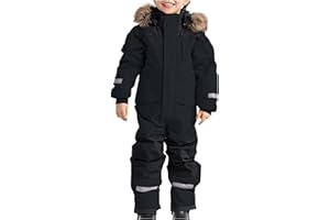 Elsa Keith Schneeanzug Kinder Unisex Skioverall Fleece Wasserdicht Schneeoverall mit Kapuze Skianzug Winddicht Winter Daunenjacke Verdickt Atmungsaktiv Skihose Warmes Outdoor Winteranzug