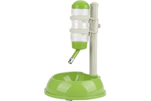 Tennesky - dispenser automatico per acqua + ciotola per il cibo, per cani e gatti; dispenser in plastica a forma di bottiglia, regolabile in altezza