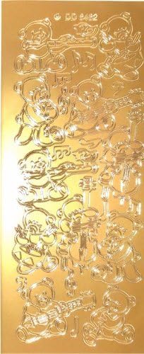 Musical Teddy Bears Gold Peel Off Outline Sticker