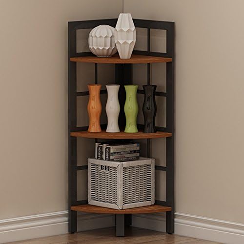 Storage shelf XIAOLIN Bedroom Corner Bookshelf Corner Rack Living Room Shelf Flower Stand Corner Shelf Three Layer Shelf Thick Laminate Four Colors (Color : 02)