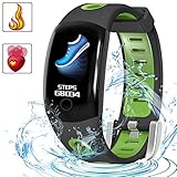 LUXSURE Fitness Armband Fitness Trackers IP68 Wasserdicht Fitnessarmband Aktivitätstracker Herzfrequenzmessung Schlafmonitor Schrittzähler Vibrationsalarm Anruf SMS Beachten für IOS Android Handy
