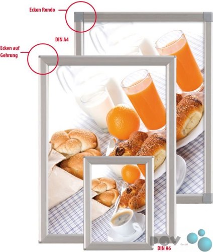 Preisvergleich Produktbild POV® Alu Klapprahmen, Plakatrahmen, Bilderahmen OptiFrame, DIN A4 Rondo, 14 mm