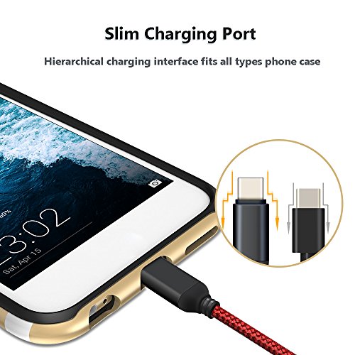 USB C Ladekabel für Honor Note 8, Higoo 2M [6.6FT] Honor Ladegerät Kabel Schnellkabel Kabellos Nylon Kabel Reversible Ladegerät Kabel USB Datenübertragungskabel für Honor 8 8s v8 v9 Magic Red - 5