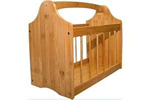 Aggloz | Magazine Rack, Robust Bamboo, with Handle, for Newspapers, Newsletters, Crosswords, Newspaper Shelf – Storage, etc (NATURAL)