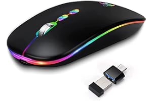 KBCASE Mouse Wireless Ricaricabile, Mouse Senza Fili (Bluetooth 5.1+2.4G),Mouse Gaming con Mini Ricevitore USB C per PC/Laptop/Windows/Andriod/iPad/Computer/Mac/