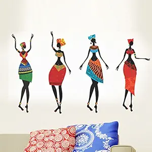 Decals Design  African Women Wall Sticker (PVC Vinyl, 50 cm x 70 cm, Black)
