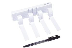 FeiFanChoice 200Pcs Plastic Plant Tree Tags with Black Pen, Outdoor Waterproof Garden Labels, Hanging Plant Tags, White, 21x2 cm, Plastic, 200 Labels