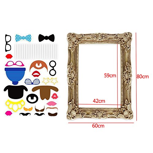 24 Stück Photo Booth Foto Booth Party Fotorequisiten & Fotoaccessoires Mit Einem Bilderrahmen Für Party Hochzeit Geburtstag Abschlussfeier DIY Lustige Fotos - 3