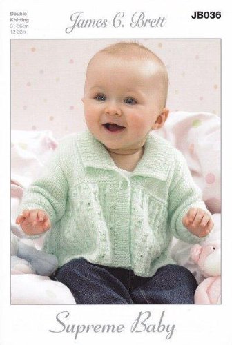 James Brett DK Patterns Supreme Baby Cardigans Hat & Scarf (JB036)