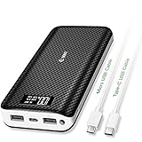 Portable Charger,24000mAh Power Bank High Capacity EMNT 2.4A Quick Charge 2.0 Compact USB Type C Port External Battery Pack for Smartphones,Iphone X Iphone 8,Ipad,Samsung Galaxy S8,Tablets and More-Black