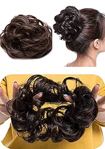 GIRIK Set Of 2 pcs - Synthetic Hair Bun Extension And Wigs Artificial Juda For Womens And Girls,- 35 Gram, Natural Brown-(Set Of 2 pcs)