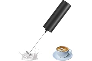 Milk Frother,IraXpro Electric Milk Frother Whisk,Milk Frother Handheld,Coffee Frother Electric Whisk,One Touch Hand Mini Frother Whisk,2-AA Battery Powered,for Coffee,Hot Chocolate,Cream (Black-KJBQ8)