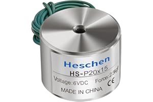 Heschen Electromagnet Magnet Solenoid, P20-15, OD 20mm, DC 6V, 2.5Kg/5.5lb