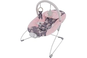 Ladida Baby Rocker with Soothing Vibrations, Music Melodies, Machine Washable Seat Pad, Non-Slip Feet and Removable Toy Hanger with 2 Beautiful Toys 148