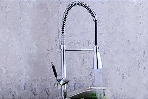 XIE LED kitchen rotating faucet copper hot and cold mix faucet spring kitchen faucet
