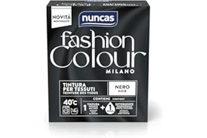 Nuncas Fashion Colour Milano, Nero, Kit Tintura per Tessuti, Pronta all'Uso con Detergente Post Trattamento, 180 g, 75 ml