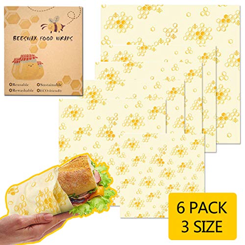 Envoltorio De Cera De Abeja Reutilizable Set De 6, Almacenamiento Natural Lavable y Biodegradable, Envoltorios De Ecológicos Zero Waste Film Cubiertas Lavables Para Cuenco Utilizado En Frutas Verdura