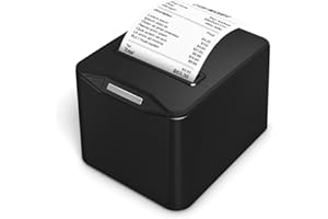 Bisofice POS-8370 Stampante Termica Scontrini 80 mm, Stampante per registratore di cassa con ESC/POS, Supporta il taglio automatico, Nero (220mm/s, Porta USB + Ethernet)