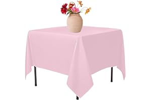Elegant Event Essentials-Polyester Square Table Plain Cloth/Cover – For Home Décor Wedding Parties Dining Table Cafe Restaurant & Banquet- Stain & Wrinkle-Free-Washable 35 x 35 Inch Light Pink