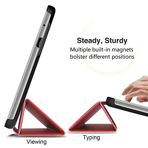 Huawei MediaPad T3 8.0 hülle, IVSO hochwertiges PU Leder Etui hülle Tasche Case – mit Standfunktion, super 360° Anti-Wrestling, ist für Huawei MediaPad T3 8.0 Tablet-PC perfekt geeignet (Rot) - 4