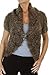 (7456-3) Chunky Soft Hair Knit Open Bolero Pin Front Brown (SM)