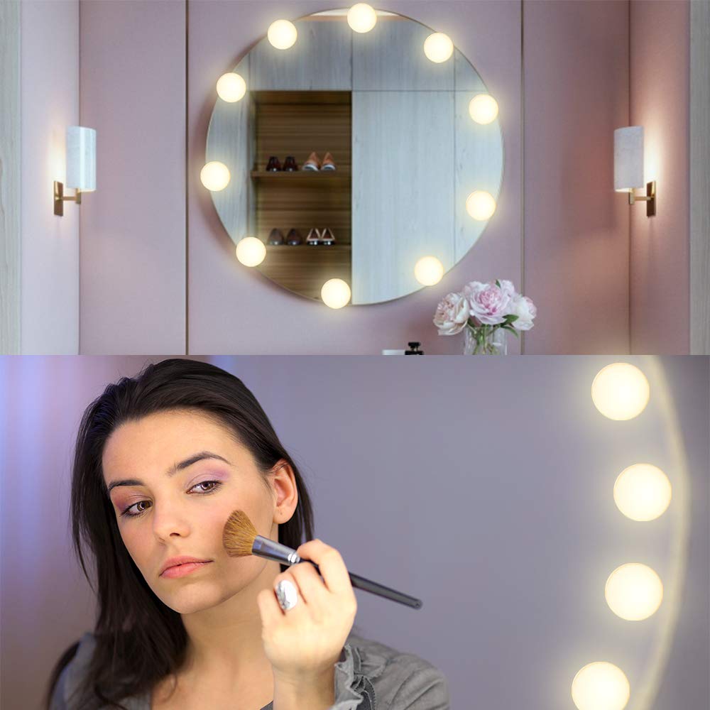 Anpro Luces LED Kit de Espejo con 10 Bombillas regulables,3 Modos