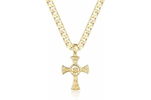 THE BLING KING 4-8mm Gold Cross Pendant Chain Necklace, 22-24 Inch, PVD Gold Plated – Bling King London