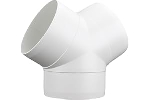 Fantronix 4" (100mm) Equal Y Piece Duct Connector – White Plastic 45° Splitter for Ventilation, Extractor Fans, Cooker Hood, Bathroom & Hydroponics