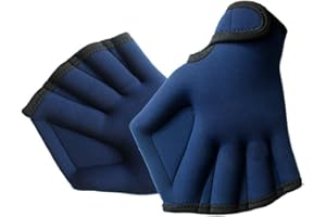 MansWill 1 Pair Aquatic Swimming Gloves, Frog Webbed Fitness Water Resistance Training Gloves/Neoprene Full Finger Gloves for Pool Playing Diving - Free Size