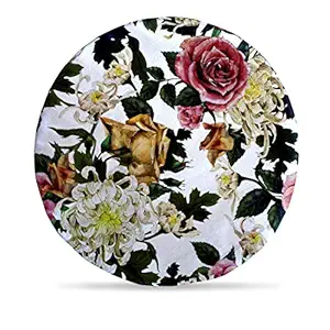 DreamVio Round Cushion/Foam Cushion Velvet Fabric Suitable for Wheelchair, Car Seat, Home, Outing Purpose (Multicolour, 14 x 14 inch) Design 36