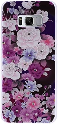 Samsung Galaxy S8 Plus Case, CXMALL Bling Glitter Sparkle Crystal Rhinestones Diamond Relief Patterns Hard Back Protective Cover Case for Samsung Galaxy S8 Plus (Purple Roses)