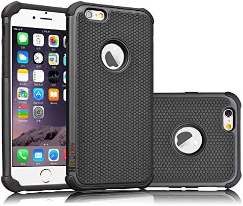 iPhone 6s Plus Case, Milocos Shock Absorbing Hybrid Best Impact Defender Rugged Slim Cover Shell Plastic Outer &amp; Rubber Silicone Inner for iPhone 6 Plus and 6s Plus (5.5 inch)[Black/Black]