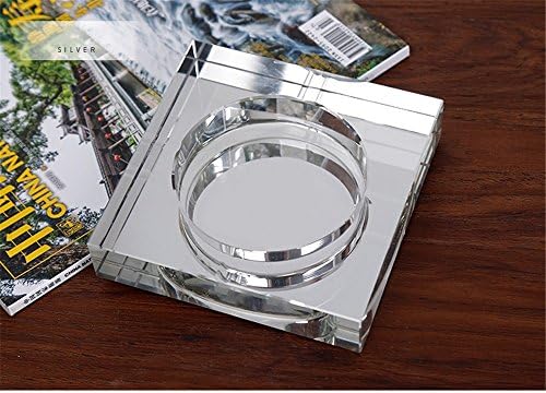 GaoHX Square crystal ashtray KTV living room bar gold glass ashtray ( Color : Silver , Size : L )