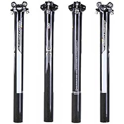 ELITA ONE de fibra de carbono Tijas, bicicleta de carretera y bicicleta de montaña Fibra de carbon Tijas piezas de bicicleta ø27.2/31,6 * 350 mm blanco Logo (bolanco brillante, Ø31.6*350mm)