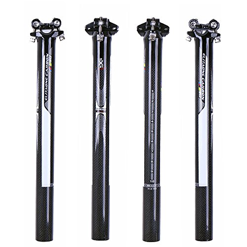 ELITA ONE de fibra de carbono Tijas, bicicleta de carretera y bicicleta de montaña Fibra de carbon Tijas piezas de bicicleta ø27.2/31,6 * 350 mm blanco Logo (bolanco brillante, Ø31.6*350mm)