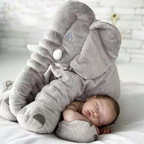 Tuohai Elephant Pillow with Blanket Toddler Soft Animal Pillow Baby Children Sleeping Cuddly Comfortable Plush Toys (Grey)