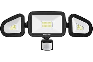 MEIKEE 42W Led Security Lights with Motion Sensor Black PIR Floodlights Outdoor Lights IP66 Waterproof 6500K 180° Adjustable Garden Light for Garage Corridors Terraces Courtyards