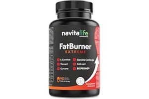 NAVITALIFE SUPPLEMENTS Quemagrasas potente. Pastillas para adelgazar de alta biodisponibilidad. Termogénico potente a base L-Carnitina Carnipure®, Té verde, Garcinia Cambogia, cúrcuma, Bioperine®. 90 cápsulas vegetales.