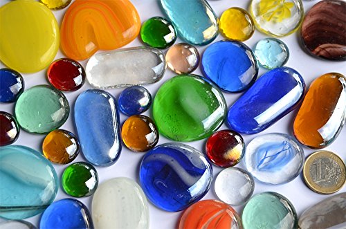 54 Stück Deko Mosaiksteine Glasnuggets Buntmix 15-50 mm ca.480g - 8