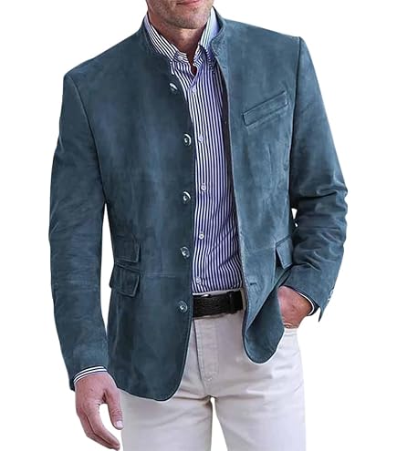 Blazer Homme Lin Décontracté Slim Fit Vintage - Veste Légère Printemps Automne Élégante Col Cranté Manches Longues