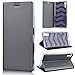 Produktbild SMART LEGEND Lederhülle für Sony Xperia XZ Ledertasche Hülle Grau Schutzhülle Premium PU Leder Flip Case Protective Cover Innere Transparent Weiche Silikon Bookcase Handy Tasche Schale mit Magnet Standfunktion Etui