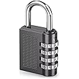 NFI essentials Small 3 Digit Combination Padlock Locks for Home Office Hotel Doors, Travel Suitcases Luggage Briefcase Bag Number Lock Safe Security (LK-4)